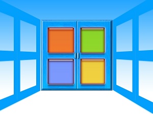 qty of 2, 2 panel doors with the microsoft colors in each panel