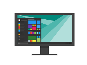 computer monitor with the start menu open